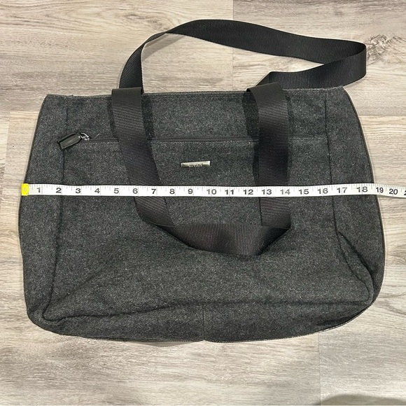 Vintage 111 State Gray Wool Felt Messenger Shoulder Bag Large Purse Work Tote - Picture 3 of 10